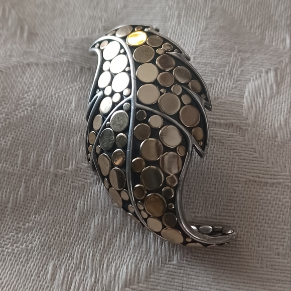 * Host Pick* John Hardy Dot Ayu Leaf Pendant, SS & 18k - Picture 2 of 11